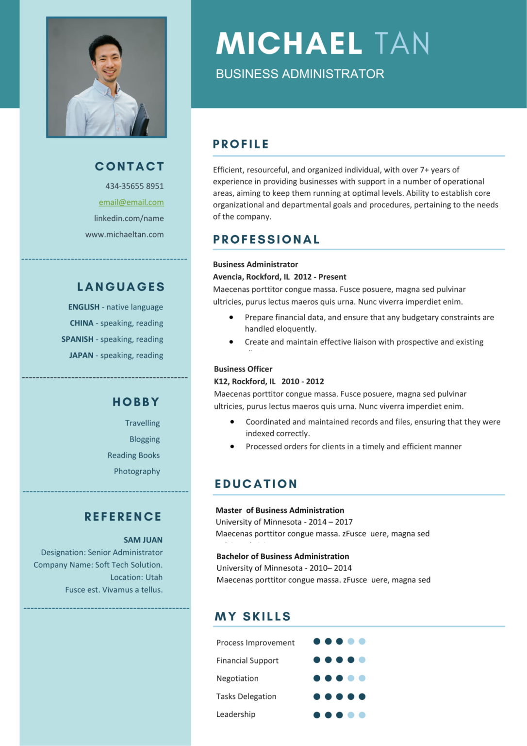 business administration job description resume