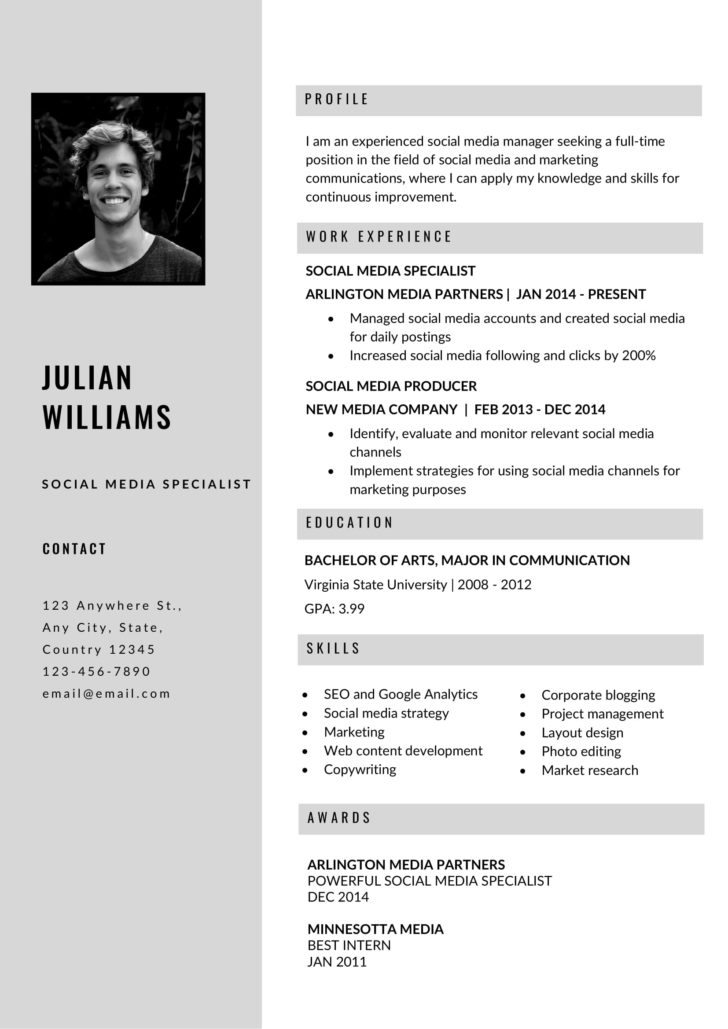 free microsoft word resume template download