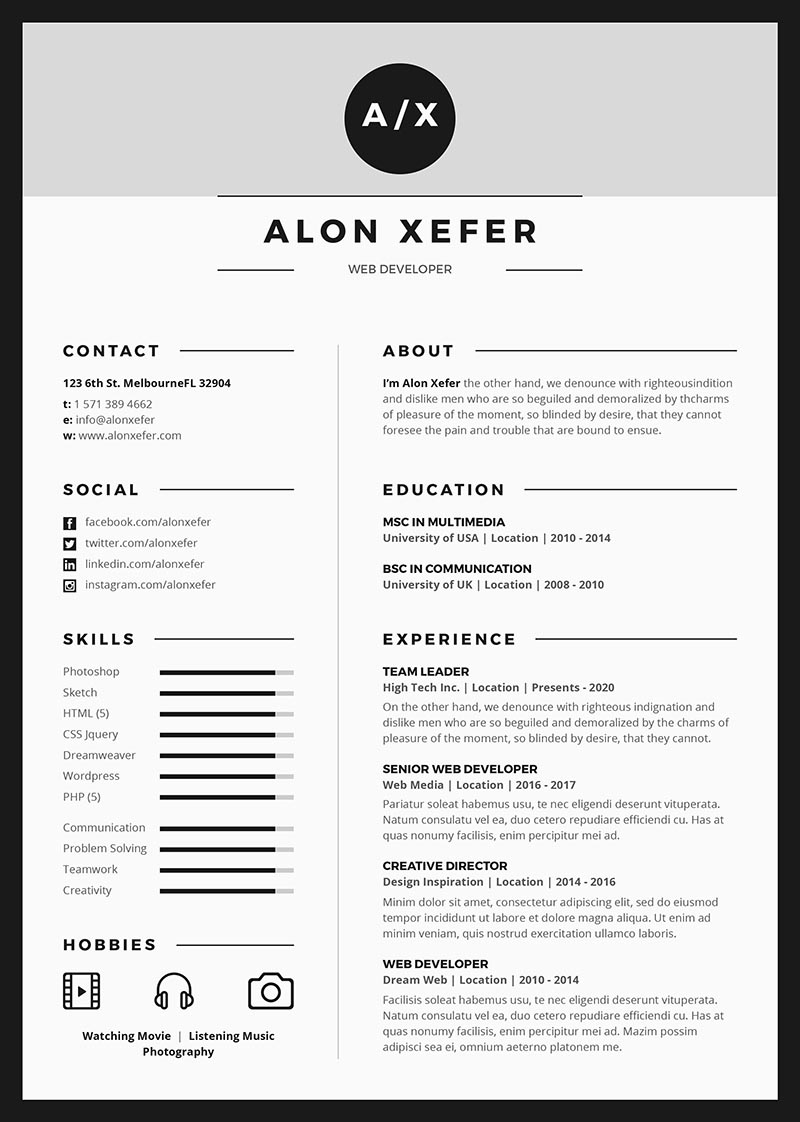 Free Modern Elegant Resume Template for Job Seeker Free Download