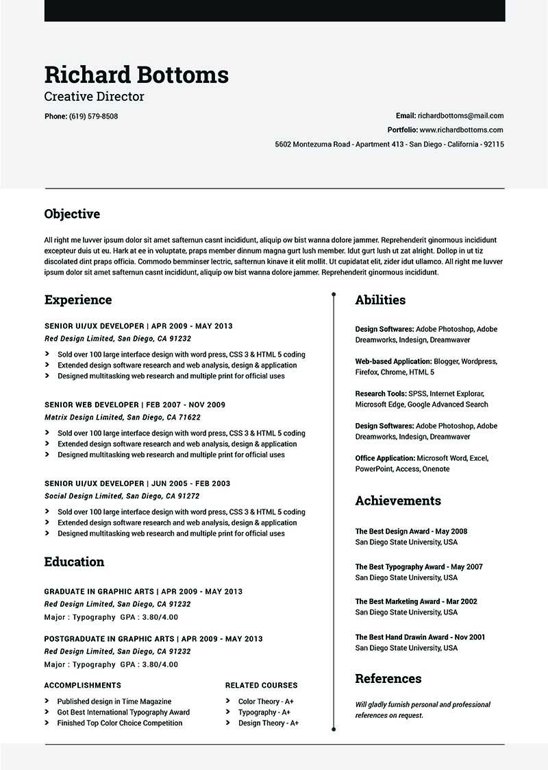 Free Timeless Resume Template for Job Seeker - Free Download