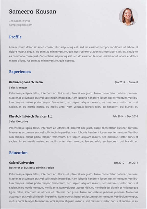 Free Simple Resume Template With Matching Cover Letter - Pivle