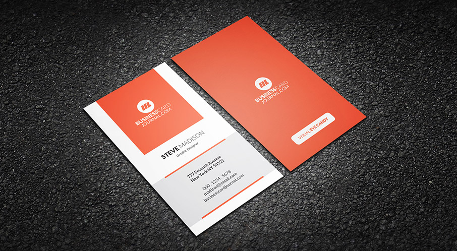 Free Vertical Orange Zest Business Card Template Free Download