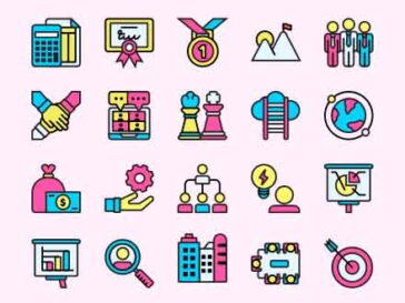25 Colored Corporate Vector Icons (AI)