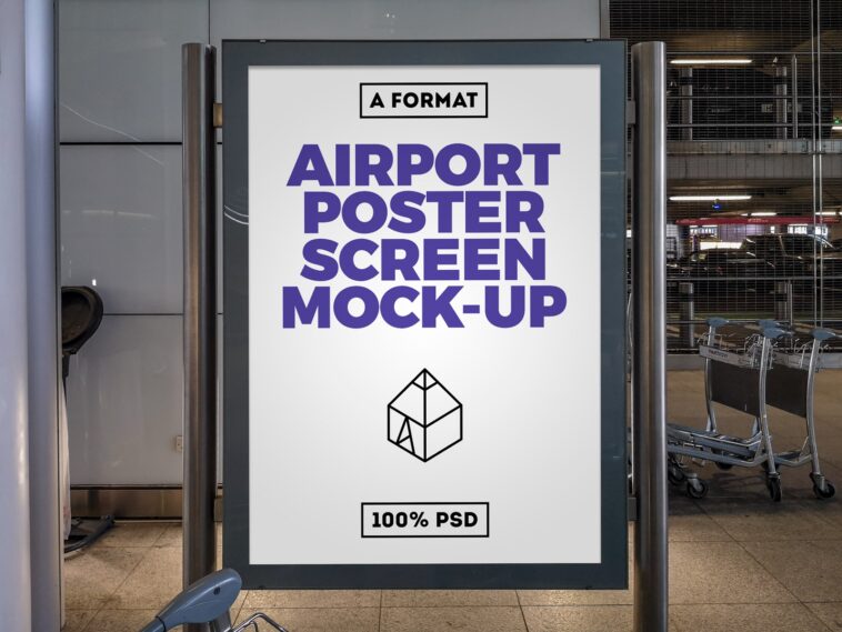Download Free Clean Airport Poster Mockup - Free Download