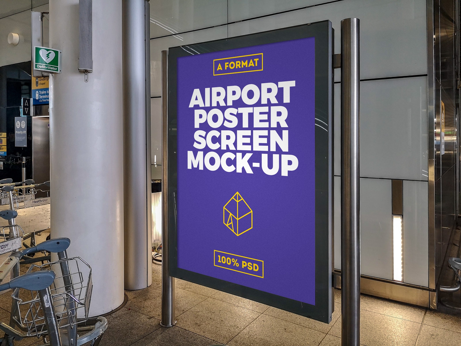 Download Airport Advertising Poster Mockup Free Download