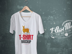 Free V-Neck T-Shirt Mockup PSD - Free Download
