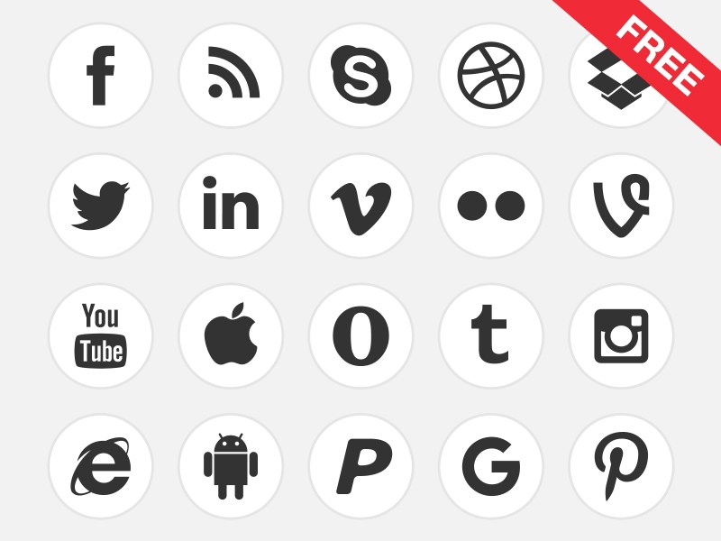 Free Black & White Social Media Icons - Free Download