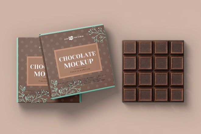 Download Free Chocolate Bar Label Mockup with Box - Free Download