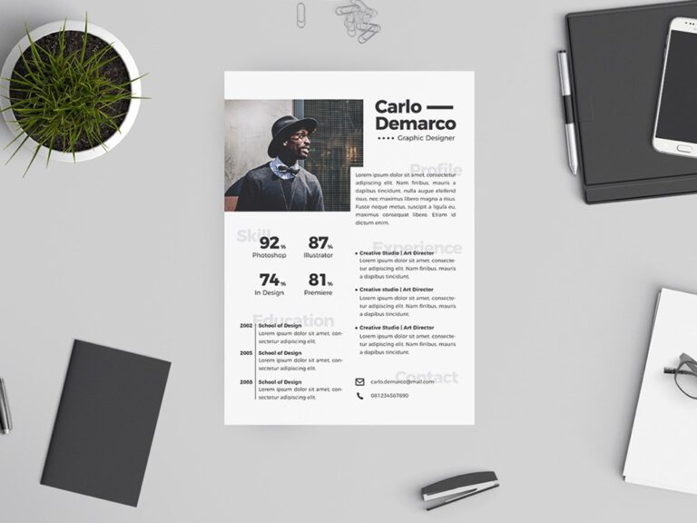 Free Hipster Resume Template with Attractive Design Pivle