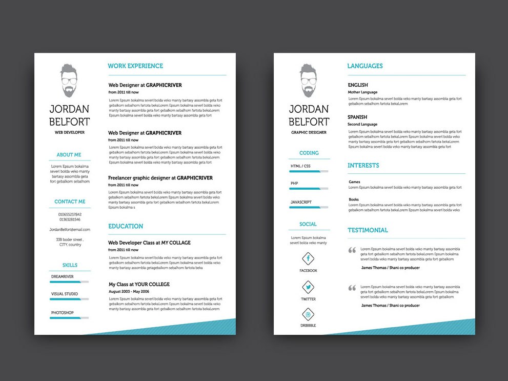 Free Clean Resume Template in PSD File Format - Free Download