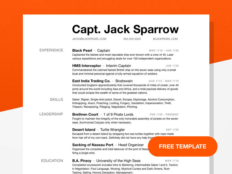 Free Simple Sketch Resume Template Free Download