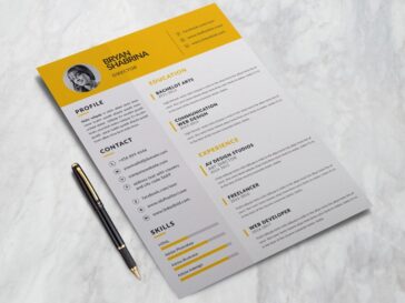 Bryan Resume &#8211; Free Clean Yellow Resume Template