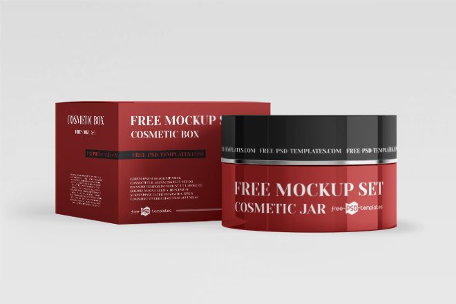 Download Free Cosmetic Jars with Box Mockup - Free Download