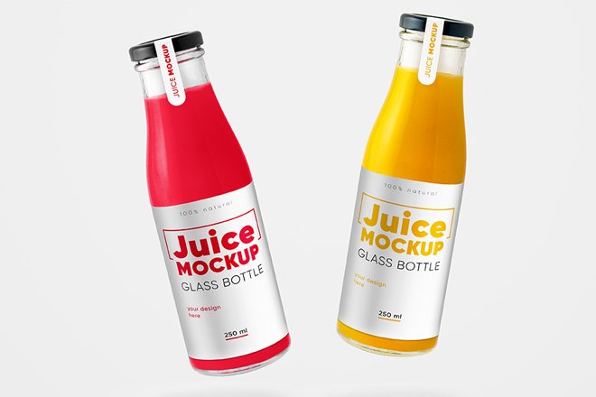 Download Glass Juice Bottle Mockup Set - Free Download