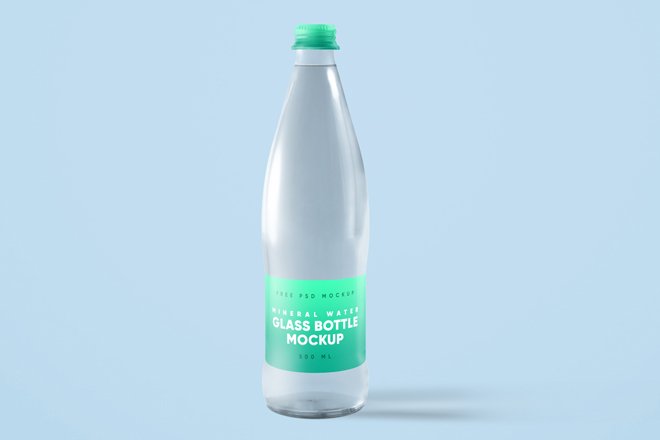 Mineral Water Glass Bottle Mockup - Free Download