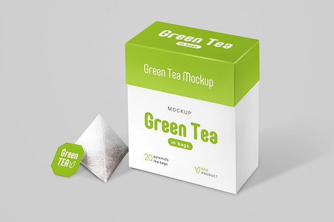 Download Free Green Tea Bags Package Mockup - Free Download