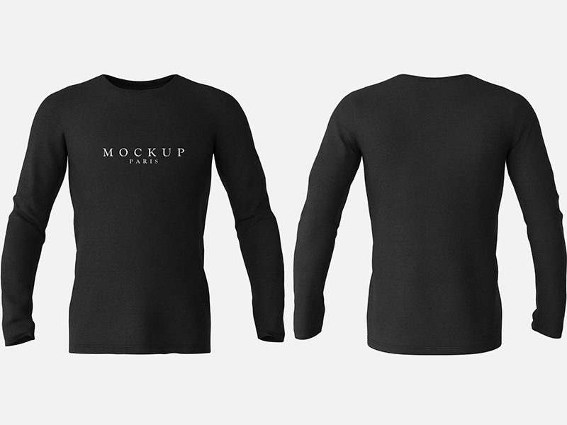 Download Long Sleeve T-Shirt Mockup Front & Back - Free Download