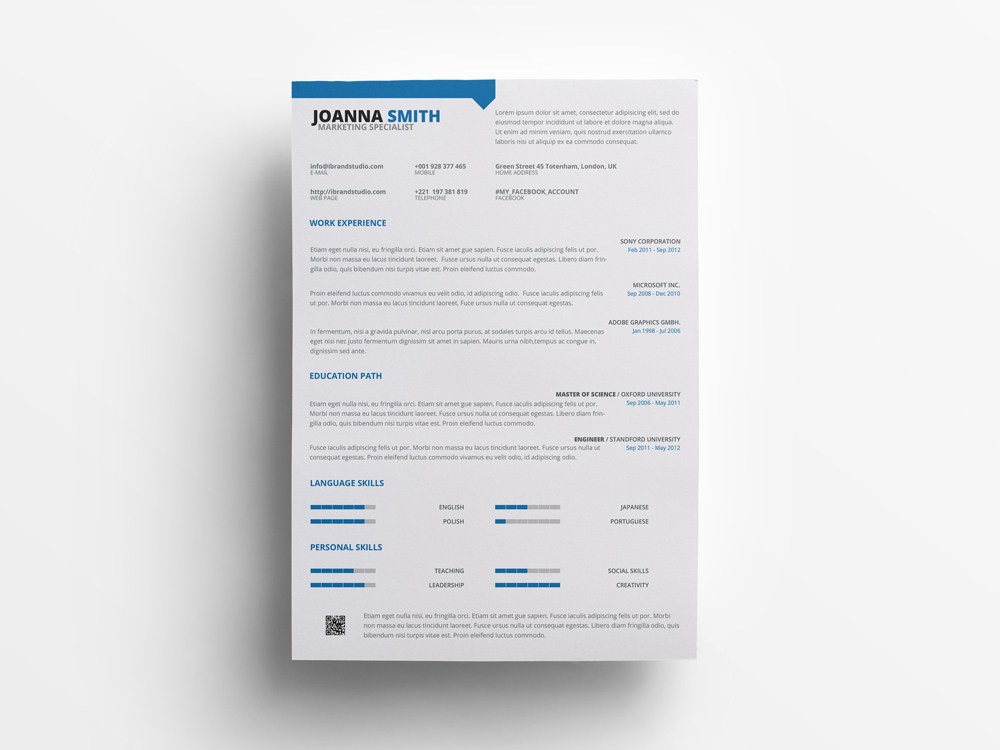 Free Marketing Specialist Resume Template