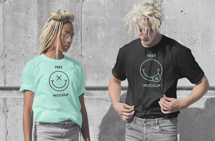 Download Free Couple T-Shirts Mockup - Free Download