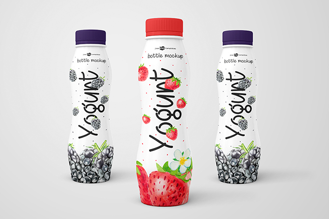 Download PSD Yogurt Bottle Mockups - Free Download