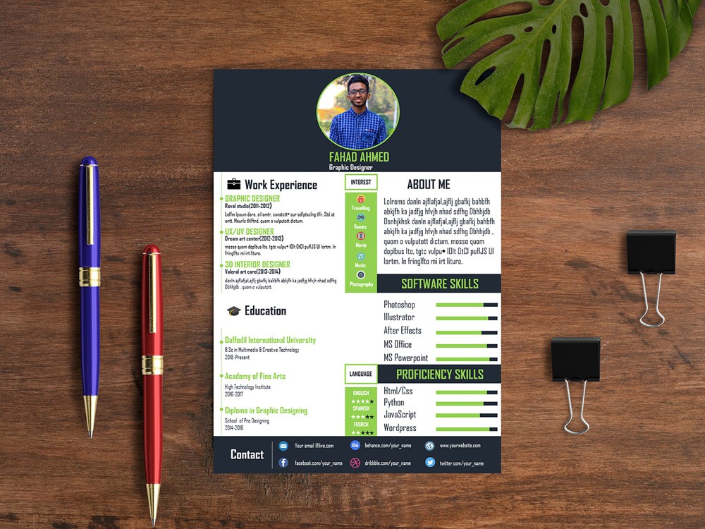 self presentation creative resume ppt template free download