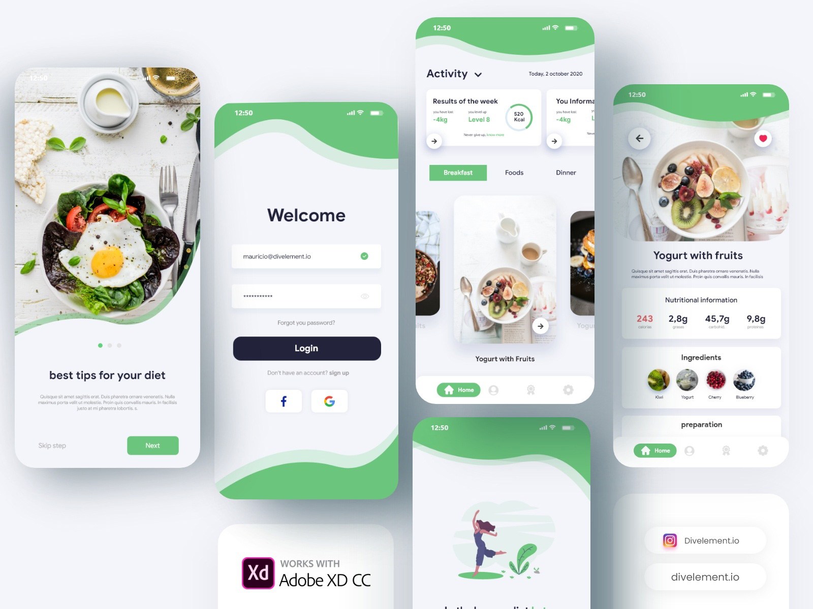 Free Diet App UI Template Free Download
