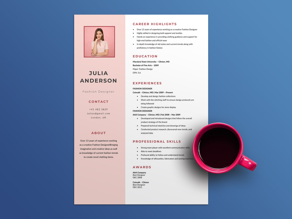 Free Feminine Word Resume Template With Minimalist Look Free Download