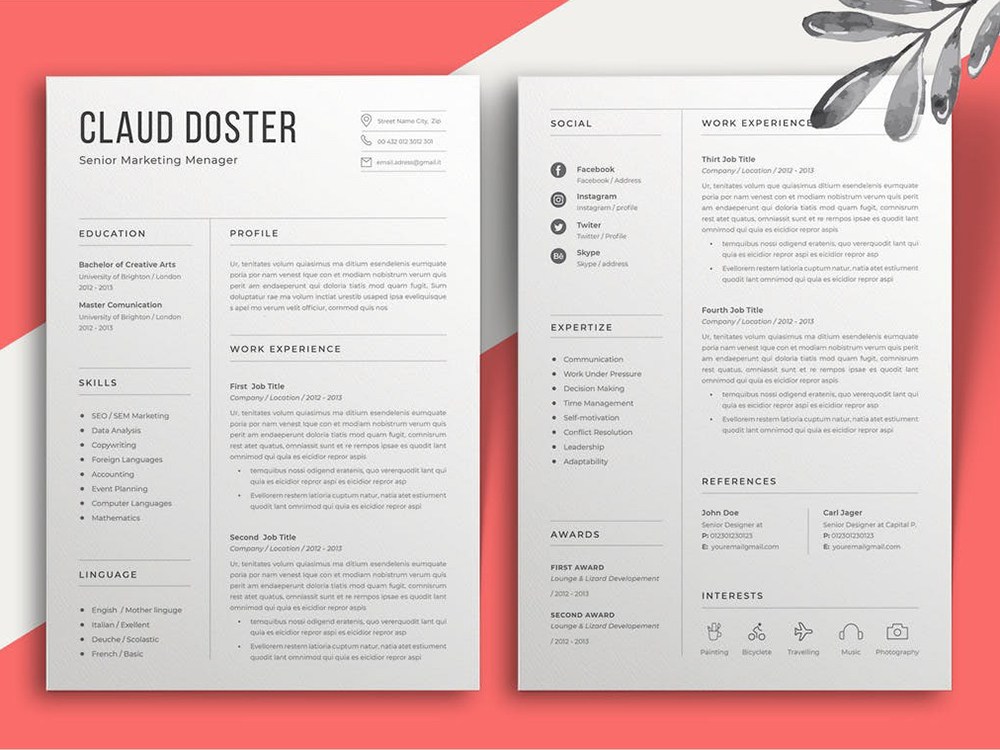 Free Marketing Manager Resume Template - Free Download