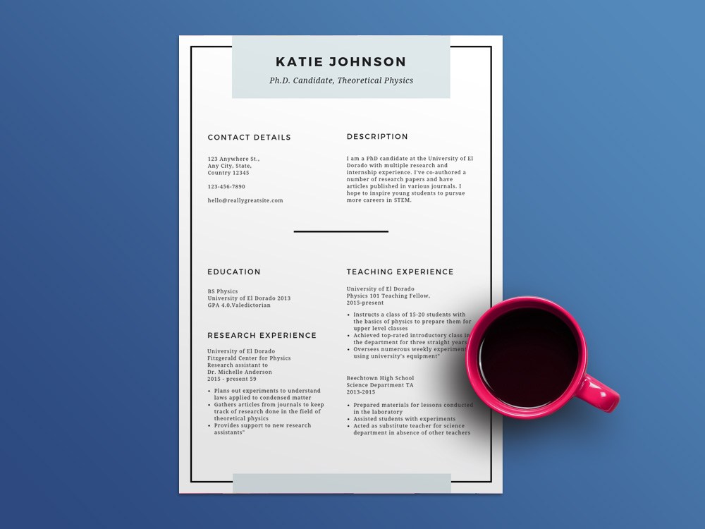 Free Scholarship Resume Template with Minimal Design Free Download