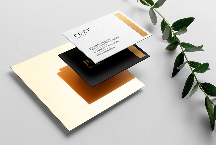 Download Gravity Business Card Mockup with Floral - Free Download