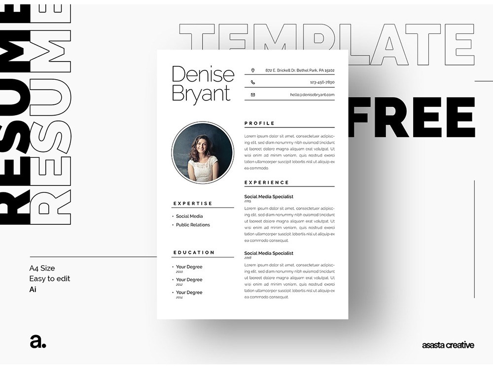 resume illustrator template free download