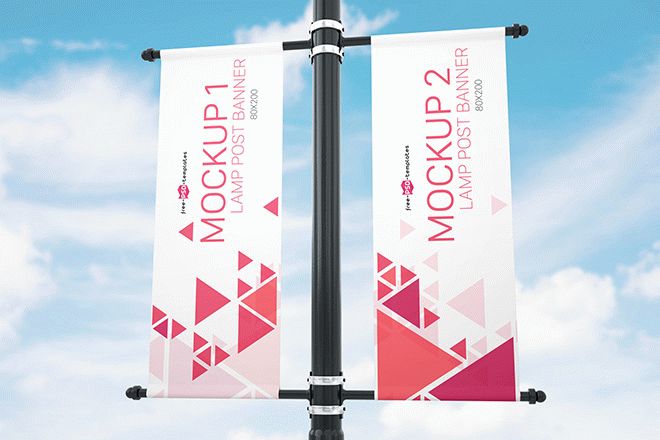 Download Lamp Post Banner Mockup - Free Download