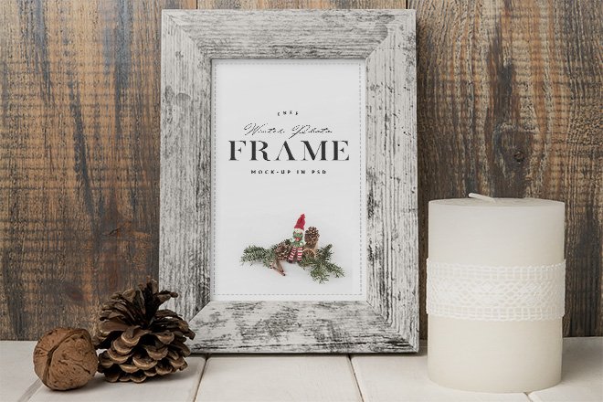 Download Free Wood Frame Mockup with Candle - Free Download