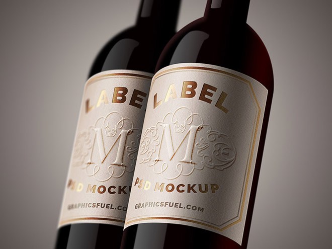 Download Realistic Wine Bottle Label Mockup PSD - Free Download