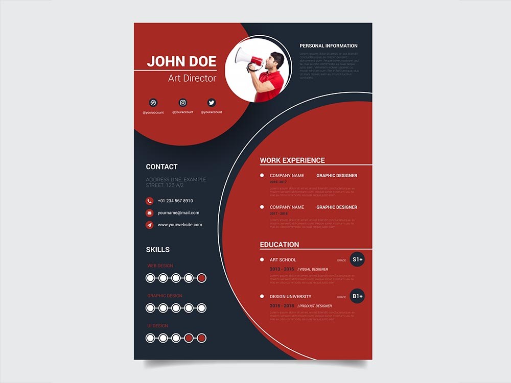 Free Black and Red Resume Template - Free Download