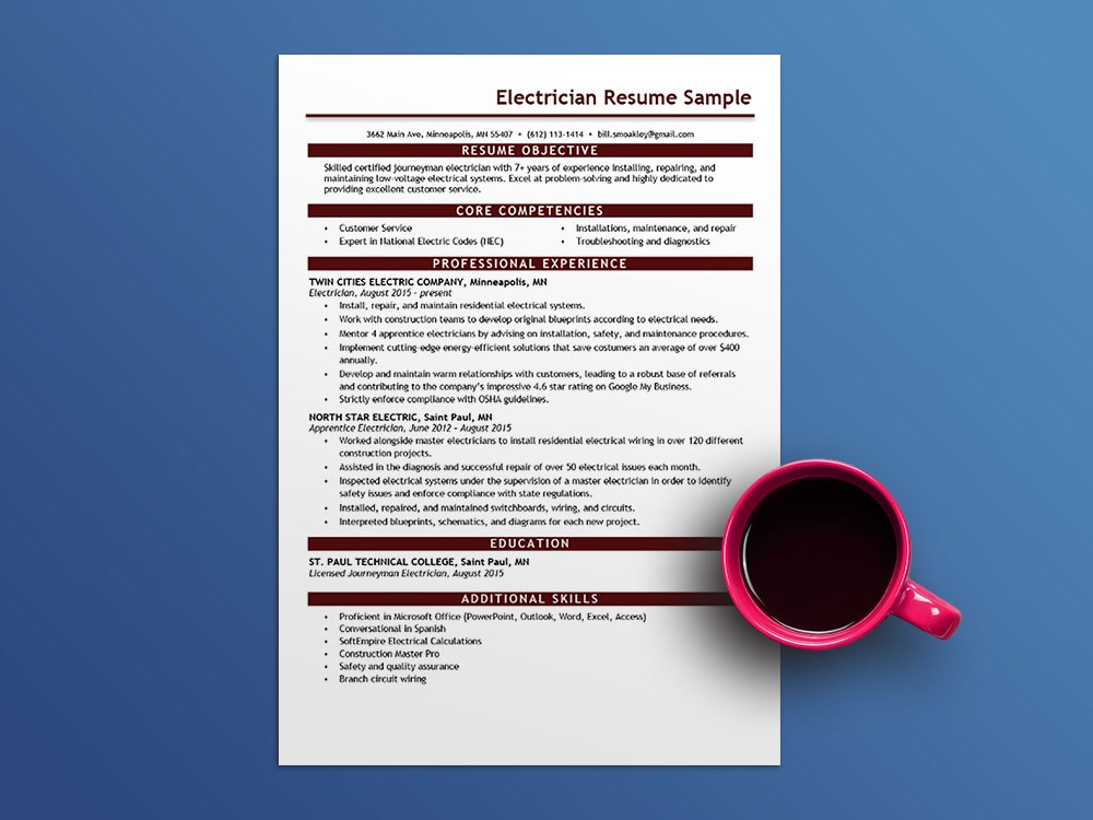 Free Electrician Resume Template Free Download