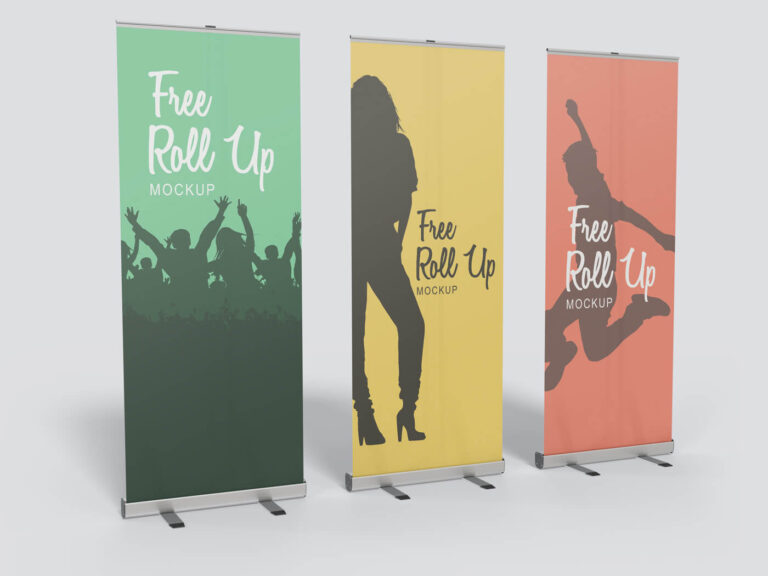 Download Roll Up Banner Mockup in Three Angles - Free Download