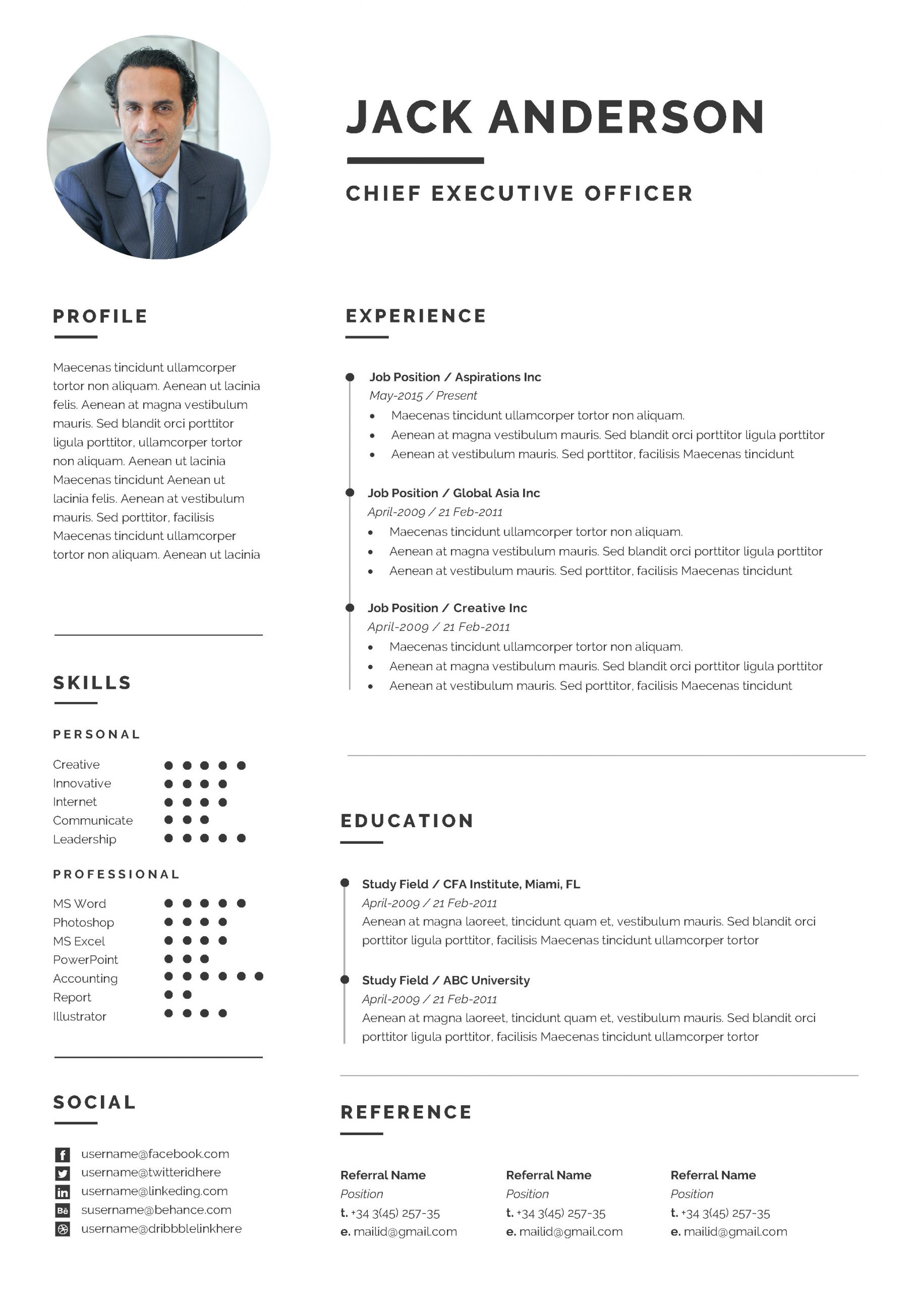 Free Chief Executive Officer (CEO) Resume Template - Free Download