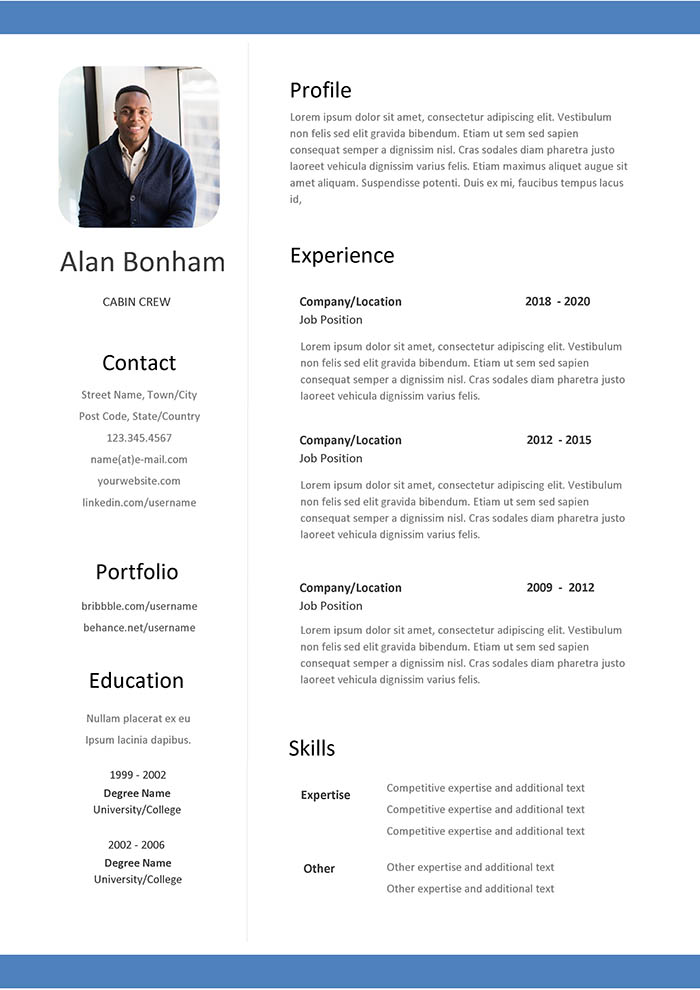 Free Cabin Crew Resume Template - Free Download