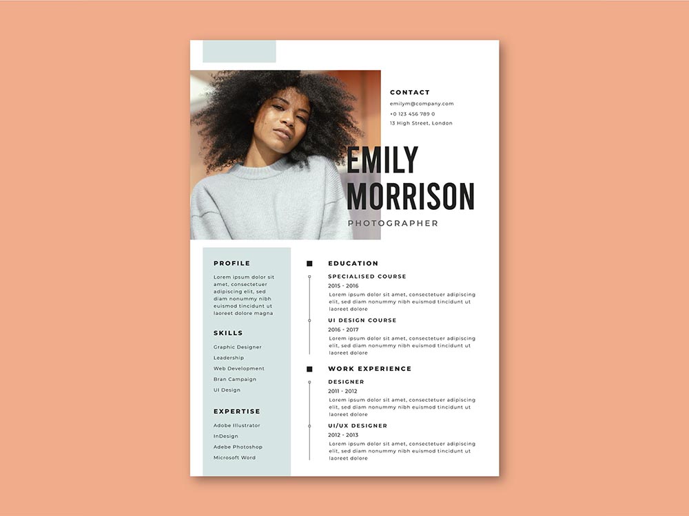 Free Photographer Resume Template with Professional Look - Free Download