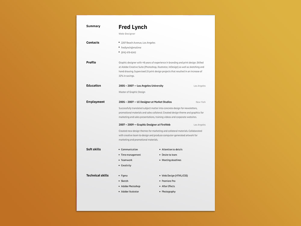 Free Figma Resume Templates