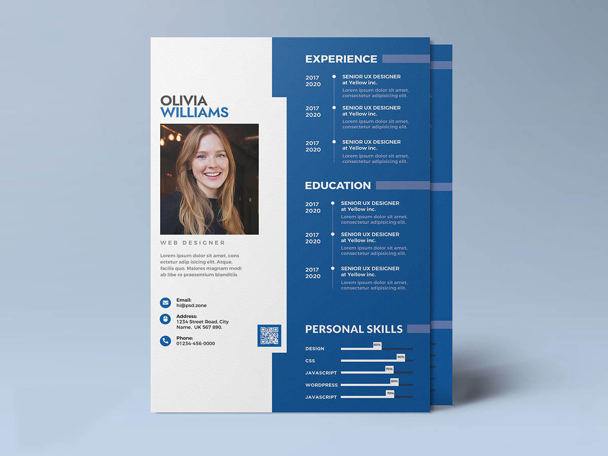 Free Modern QR Code Resume Template Free Download