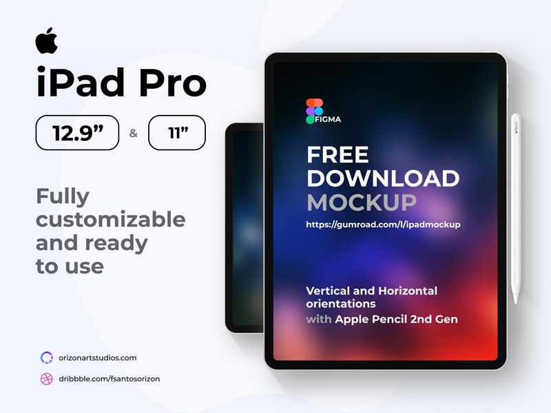 iPad Pro Mockup and Apple Pencil - Free Download